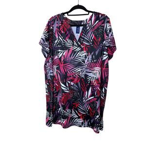 Swimsuits for All Swimsuit Longer Length Short Sleeve Swim Tunic Floral 22